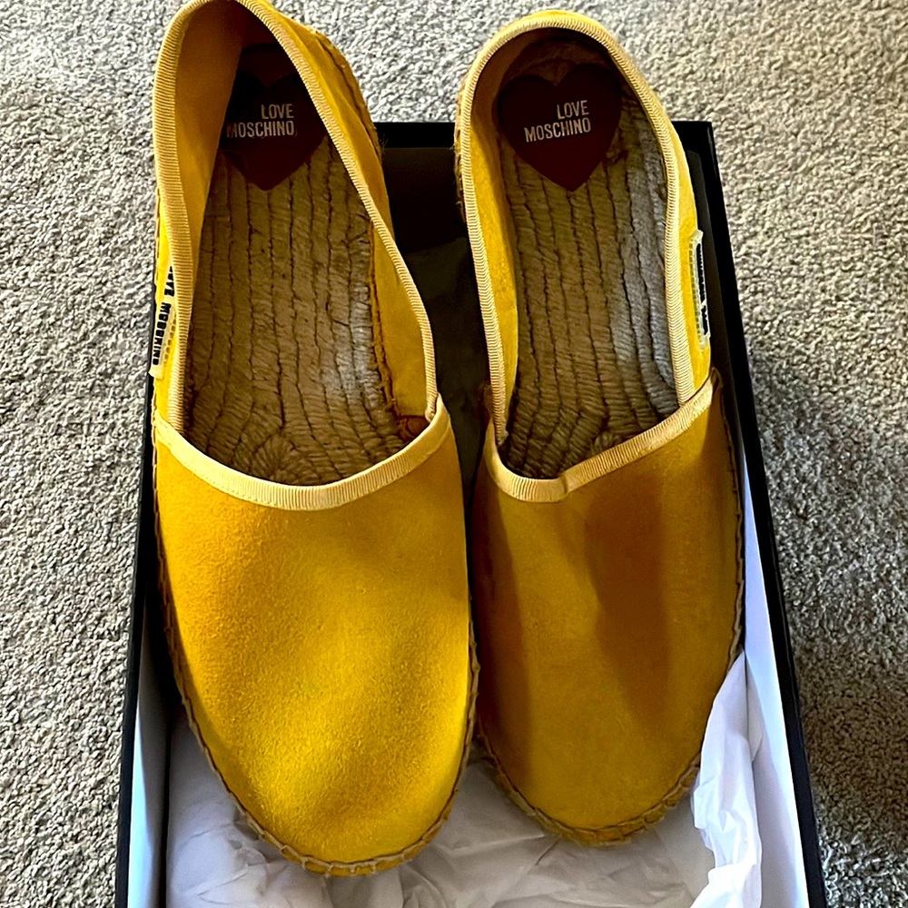 Love Moschino Yellow Espadrilles, Size 10